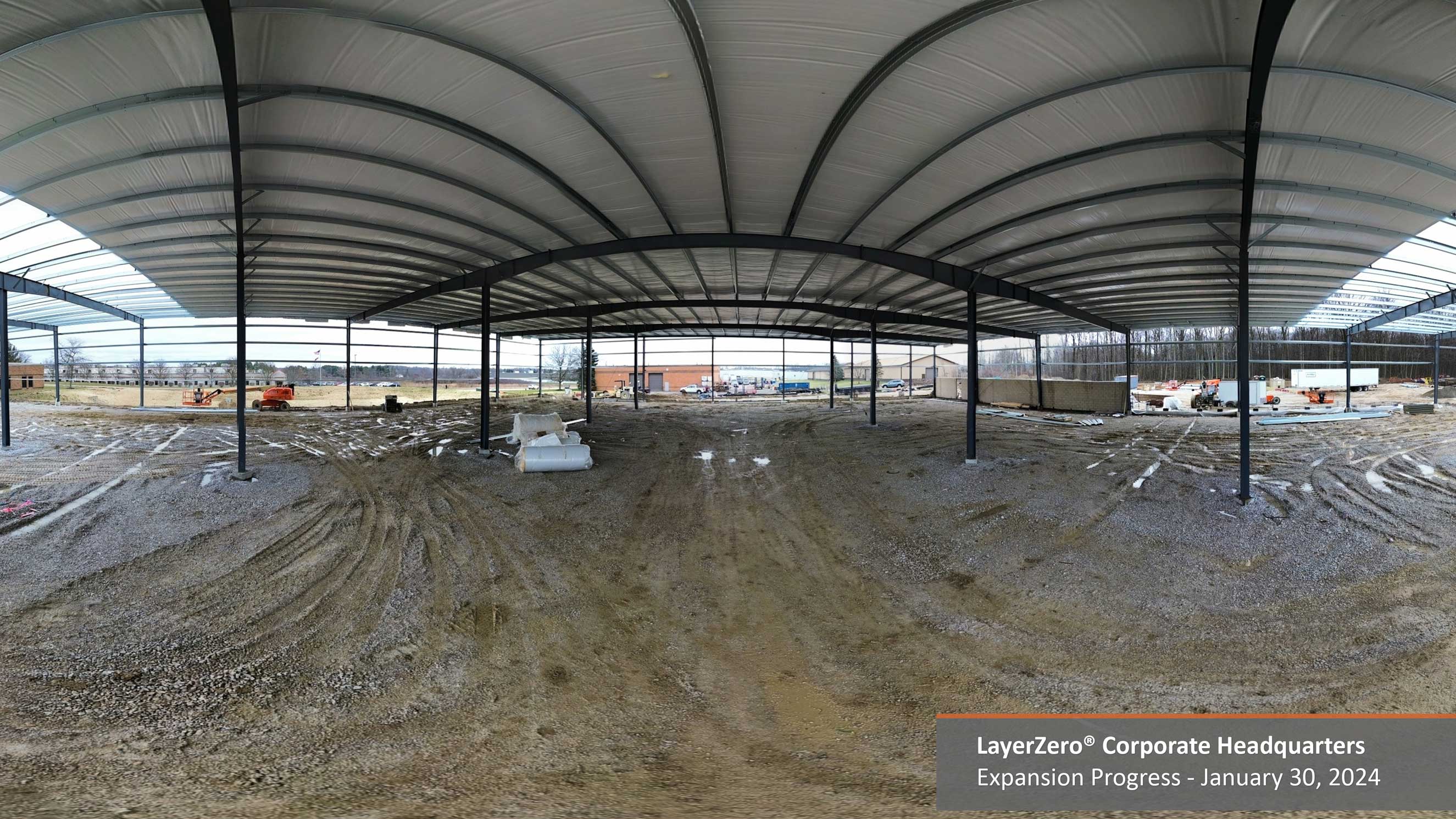 Roof installation progress at the LayerZero Expansion Project