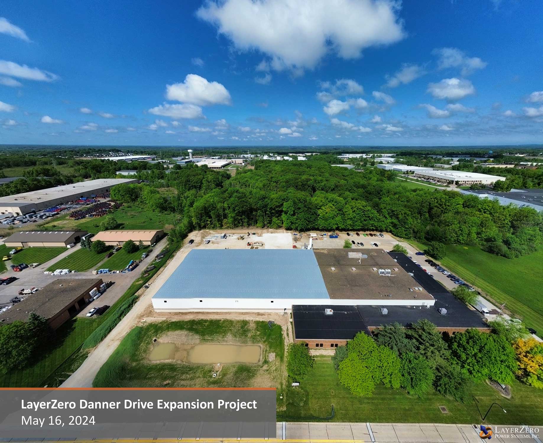 Aerial view of the LayerZero Power Systems HQ
