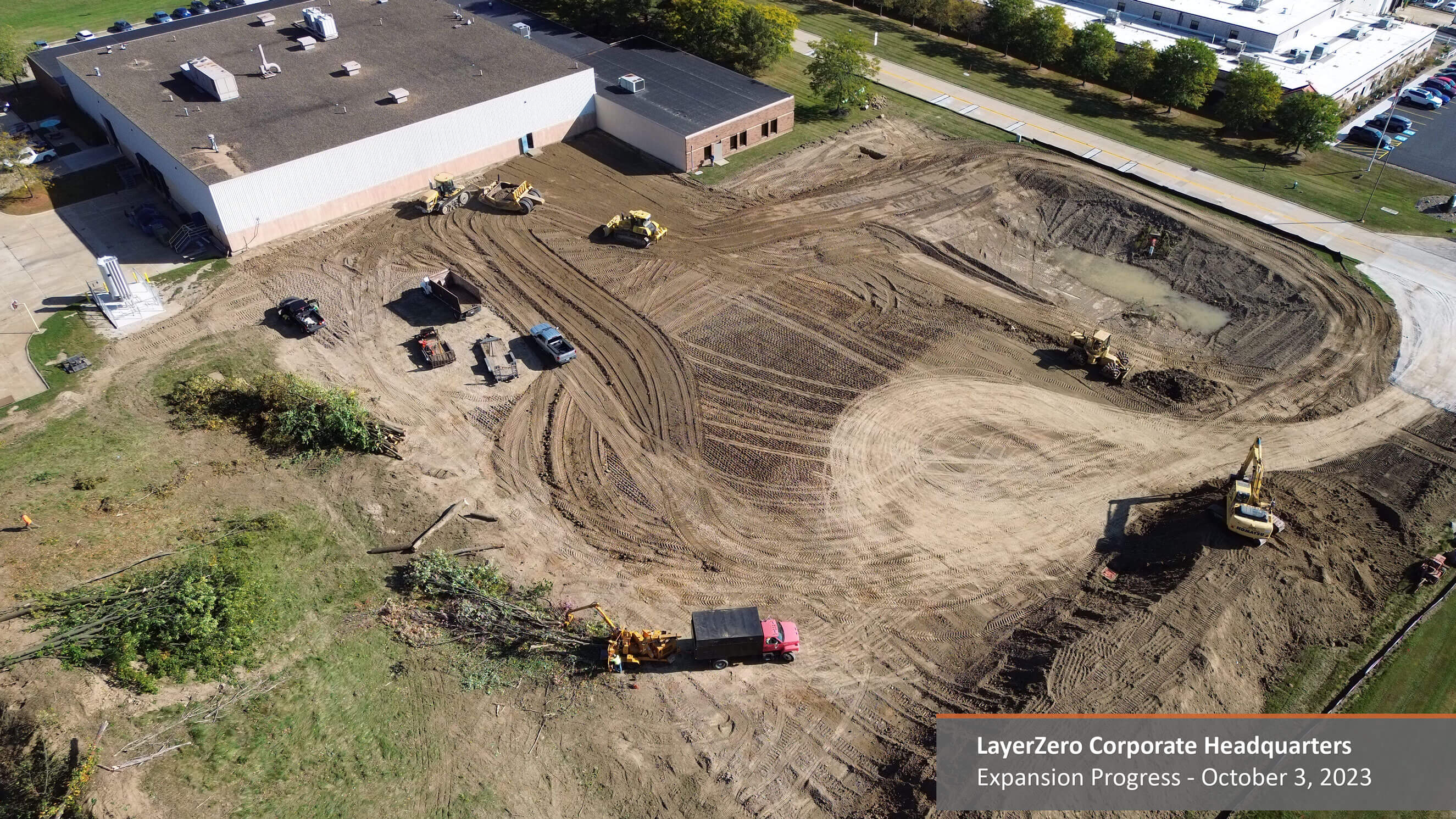 A busy construction site at LayerZero Power Systems corporate headquarters