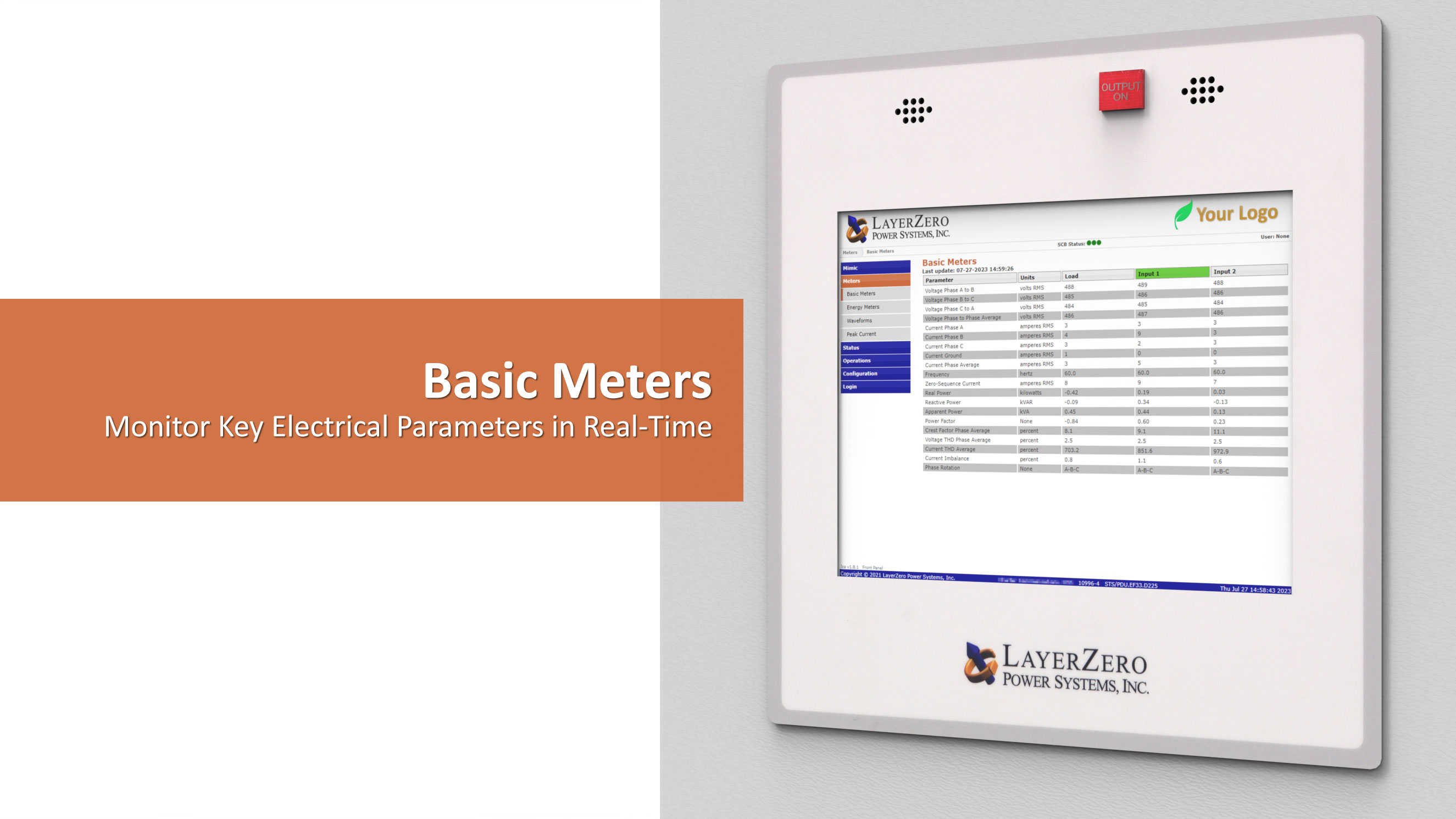 Basic meters in the LayerZero eSTS Static Transfer Switch