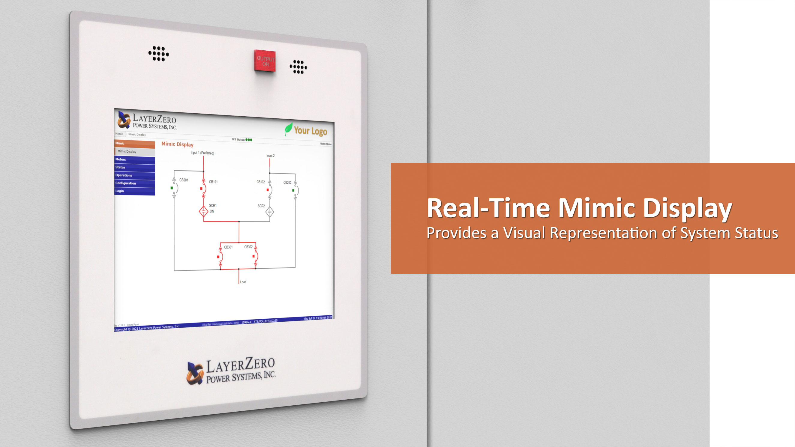 The mimic display on a LayerZero eSTS Static Transfer Switch