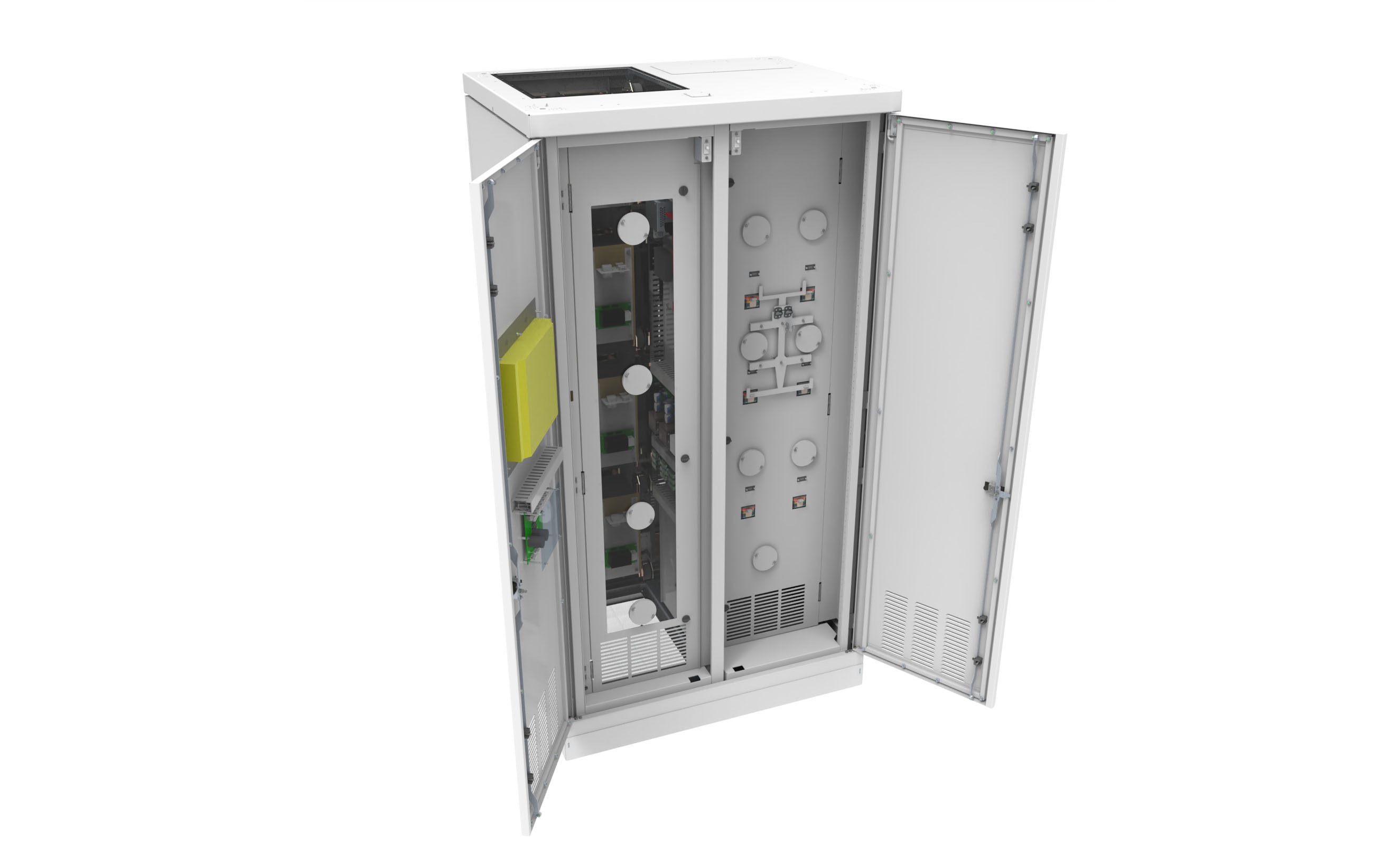 250 A 120/208 V 4-Pole LayerZero Power Systems Static Transfer Switch with the Outer Doors Open 