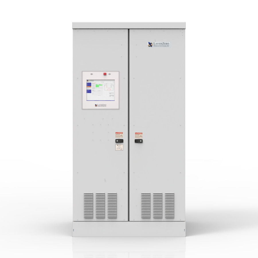 250 A 4-Pole eSTS cabinet with front-only access doors and integrated touchscreen