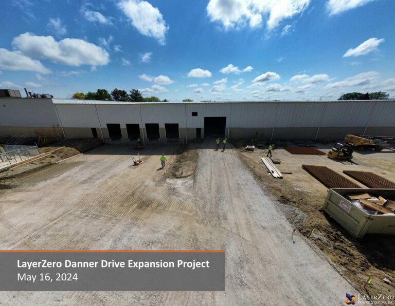 Gravel being laid down in preparation for parking lot and shipping dock