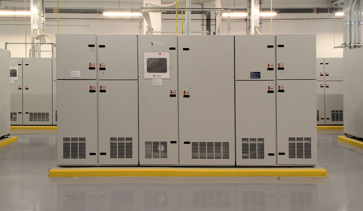 LayerZero® static transfer switch lineup installed in a clean electrical room, providing mission-critical power distribution and automatic source transfer for data center and industrial applications