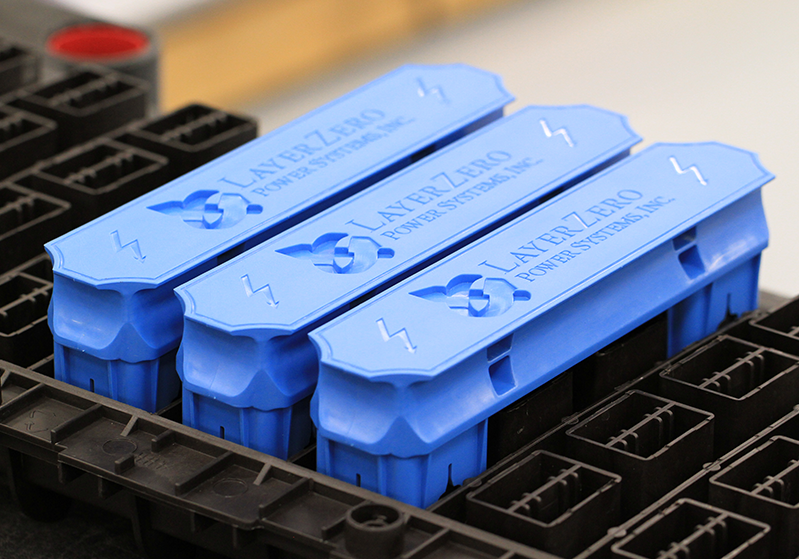 LayerZero® SafePanel with installed blue protective covers in vertical assembly