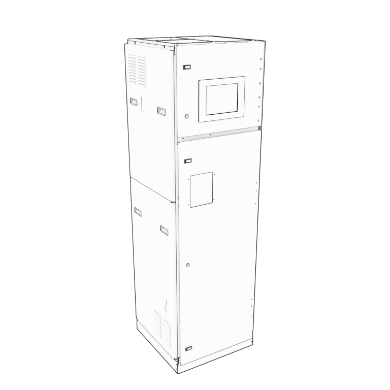 Outline drawing of the eRPP-FSL power distribution panel showing enclosure form and front-access layout.