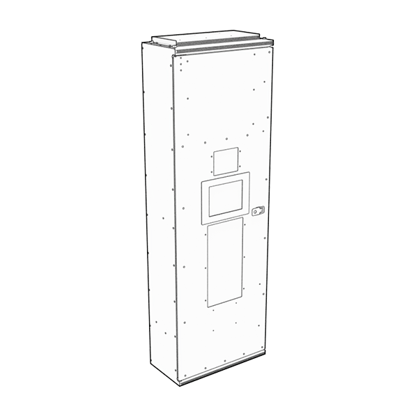 Outline drawing of the eRPP-SL1 power distribution panel showing enclosure form and front-access layout