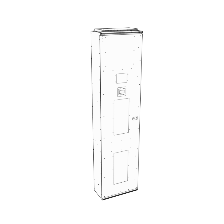 Outline drawing of the eRPP-SL2 power distribution panel showing enclosure form and front-access layout.