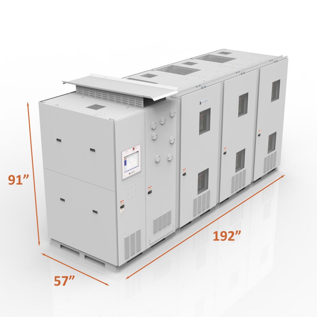 LayerZero® Series 70 web-Enabled Static Transfer Switch (eSTS) with cabinet doors open, showing internal sections, front-service access, and overall footprint in a 4000A configuration