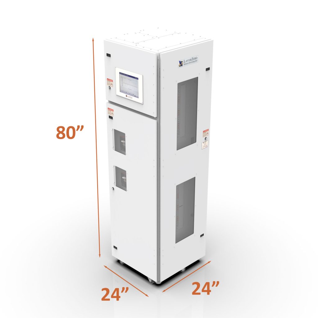 LayerZero Power Systems eRPP-FSL cabinet with dimensional annotations indicating it is 80 inches tall, 24 inches wide, and 24 inches deep.
