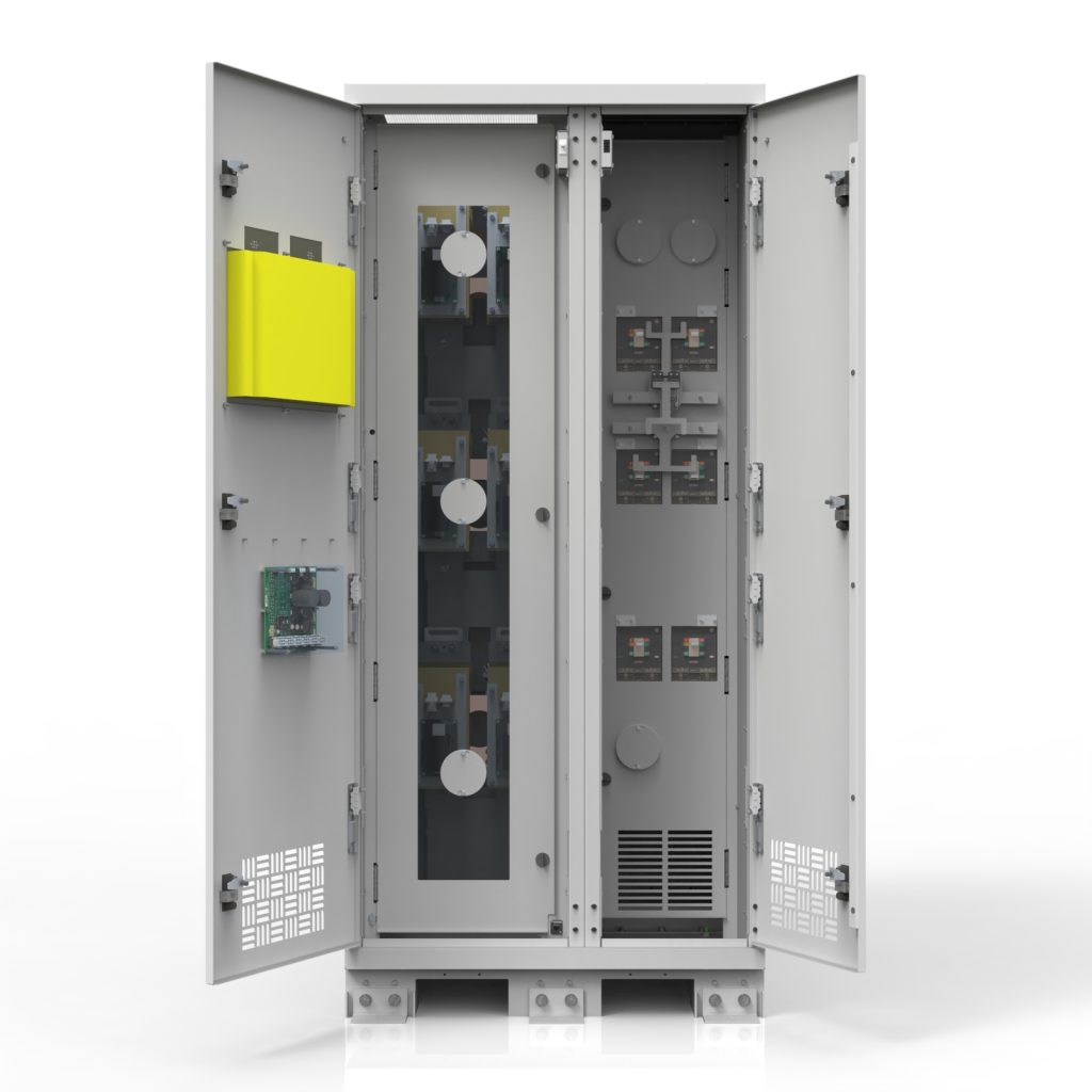 LayerZero® web-enabled static transfer switch with outer doors open