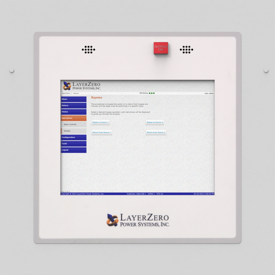 LayerZero eSTS touchscreen displaying system status and bypass controls